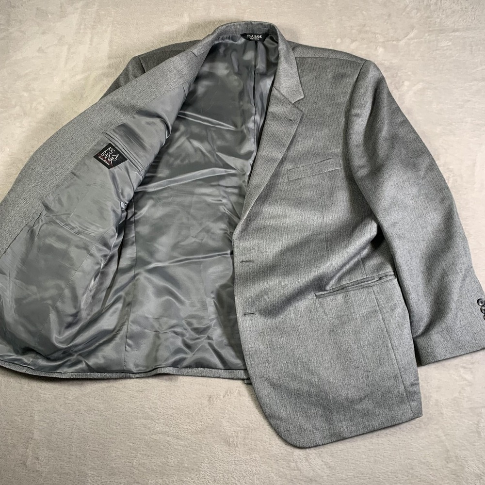 Jos A Bank Blazer Mens 48R Gray Herringbone Silk Camelhair Sport Coat Two Button